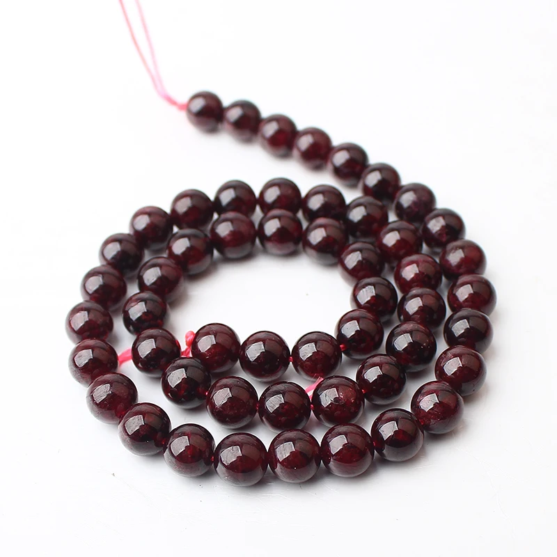 Natural 4/6/8/10/12/14mm Round Garnet Stone Loose Beads Strand 15'' Semi-precious Gem for DIY Making Jewellry | Украшения и