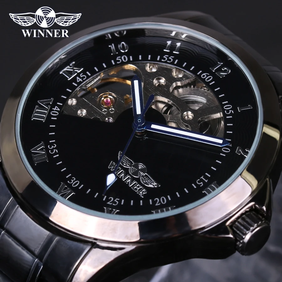 Часы наручные winner Мужские механические Роскошные водонепроницаемые Модные