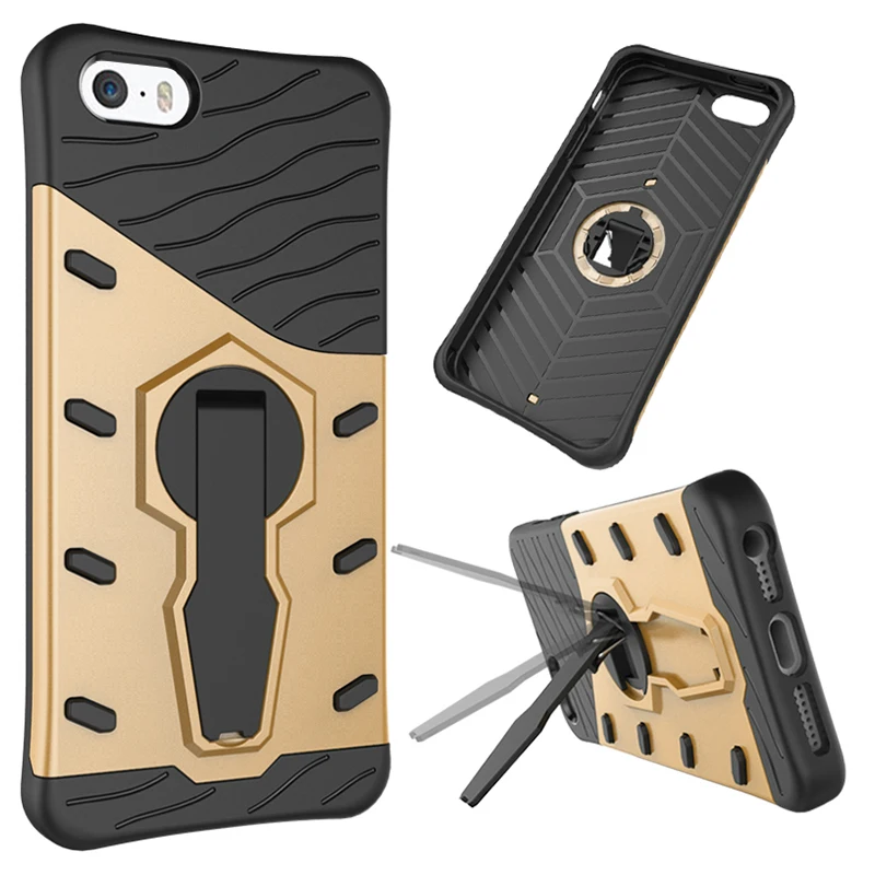 Для Коке iPhone 5s Case Силиконовые ТПУ + PC Hard обложка Мягкая Резина Поворотный Стенд