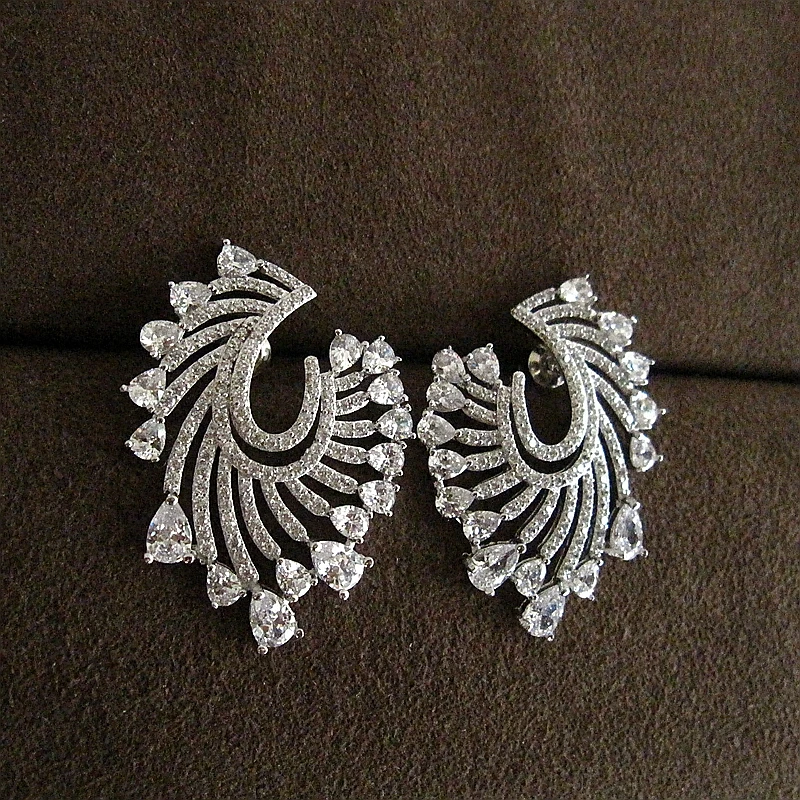 Fashion women's AAA cubic zirconia Abstract wing-shaped Earrings Wedding/Party/dinner Jewelry for Accessaries E1535w | Украшения и