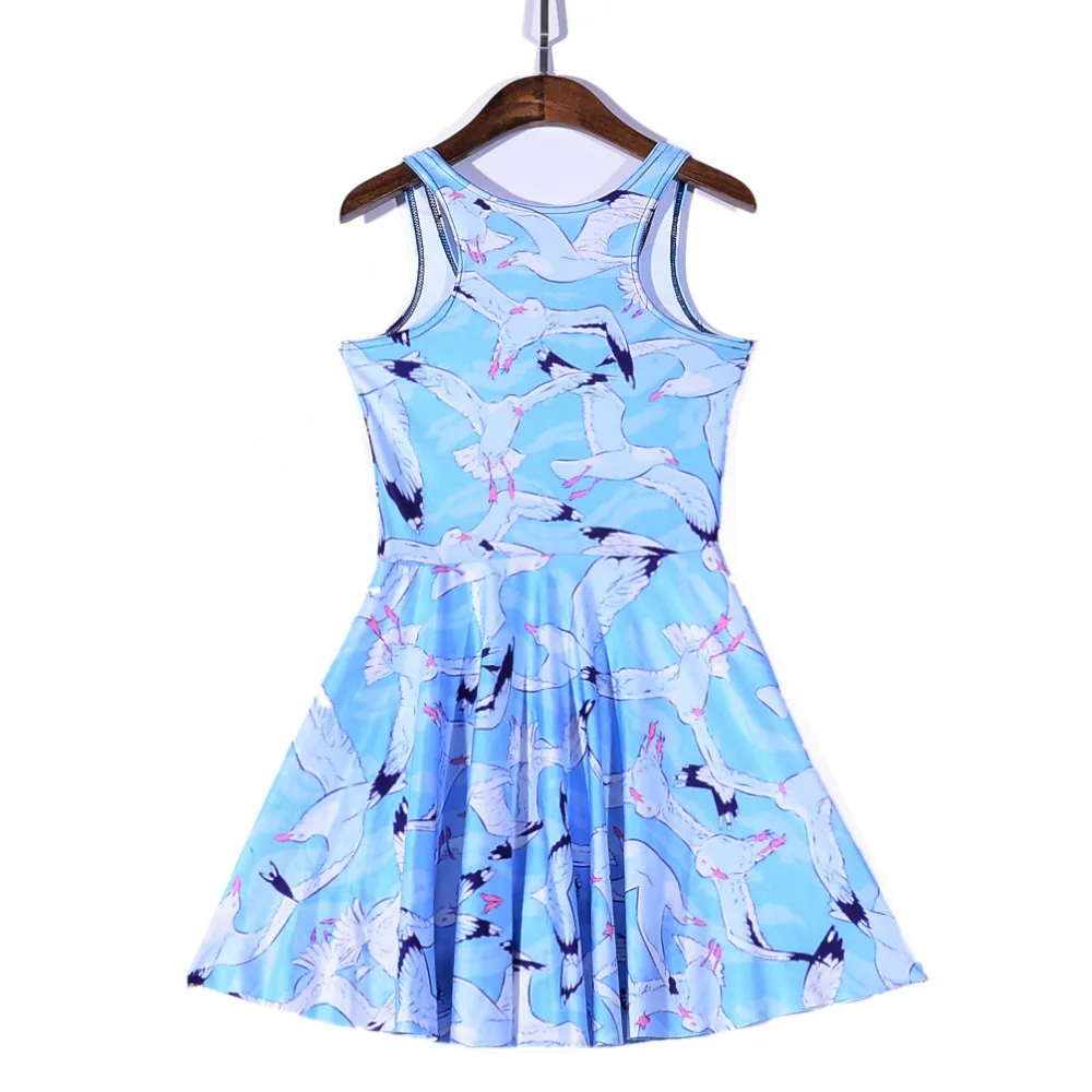 Новое Лето Горячих Женщин Sexy Skater Dress Чайки 3D Печать Цифровая Vestidos Femininos Клуб
