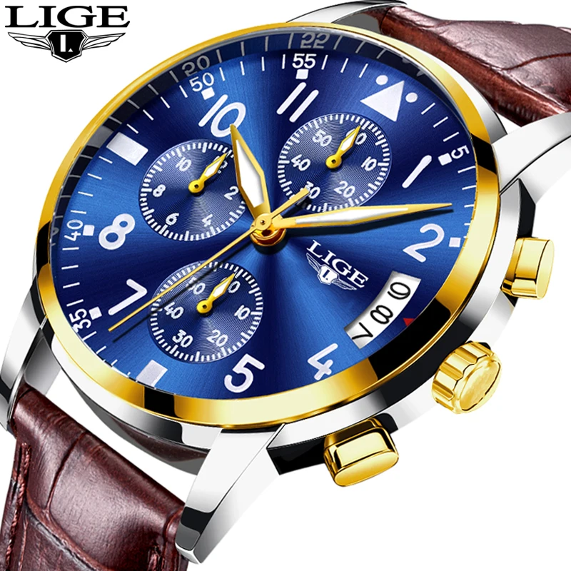 Relogio Masculino LIGE Мужские часы Роскошные бизнес модные Топ бренд мужские спортивные