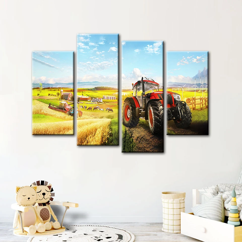 Wall Art Модульная картина плакат комбайн пейзаж печать на холсте повесить