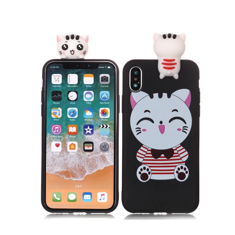 3D Мягкий Силиконовый ТПУ чехол для iPhone 11 Pro X XR XS Max прекрасная панда кошка собака Телефон с единорогом чехол для iPhone 6 6S 7 8 Plus 5 5S SE