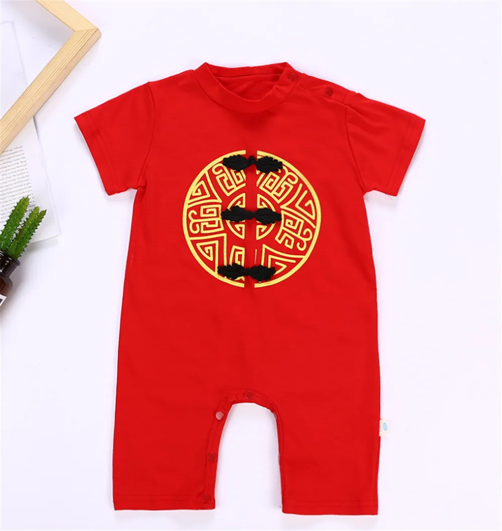 Chinese Style Traditional Embroidery Baby Rompers New Year Boys Girls Clothes Cotton Suit Infant Jumpsuits Costume | Детская одежда и