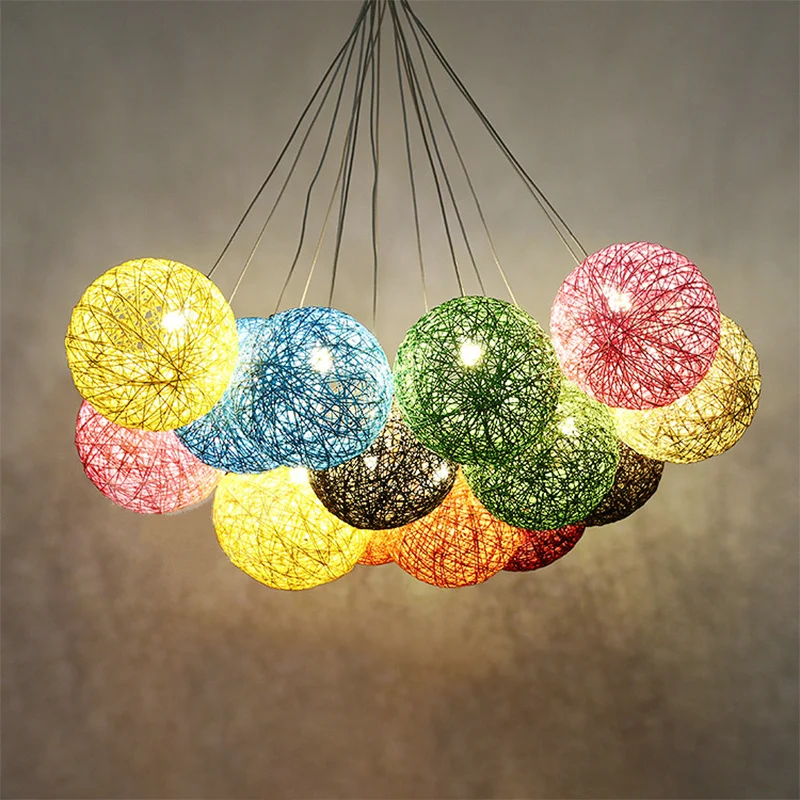 Шар Стиль Европейская мода цветная столовая свет Сельский подвесной светильник