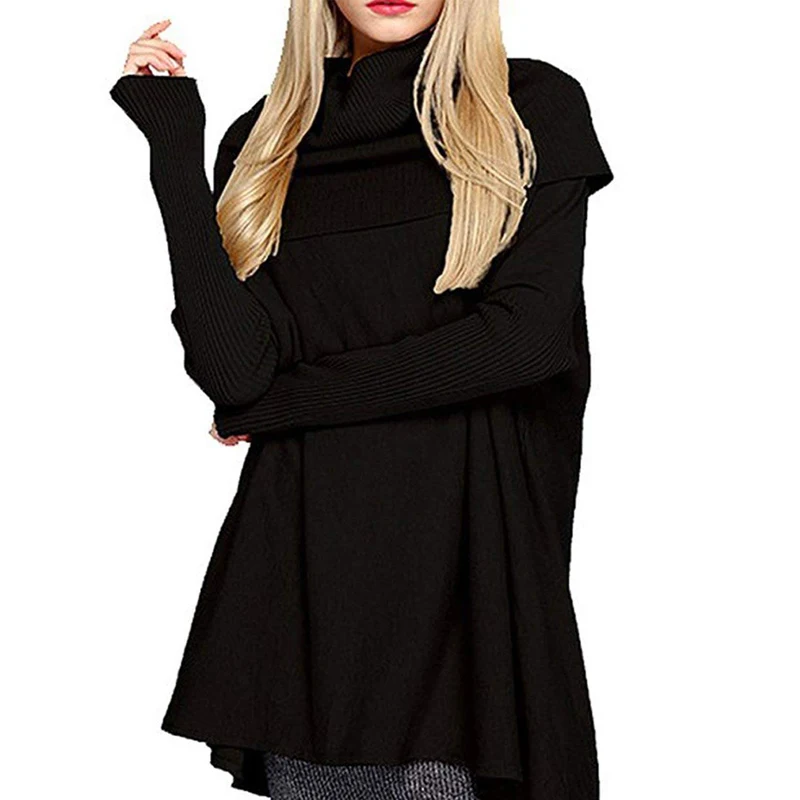 Женский свободный свитер с воротником-хомутом осенне-зимний женский эластичный