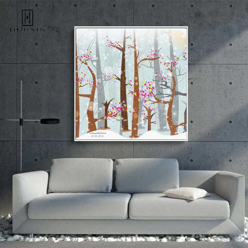 

Свадебное украшение, подарок, книга с отпечатками пальцев, креативный Подарок на годовщину, «сделай сам», зимний Цветущий лес, сладкий сувен...