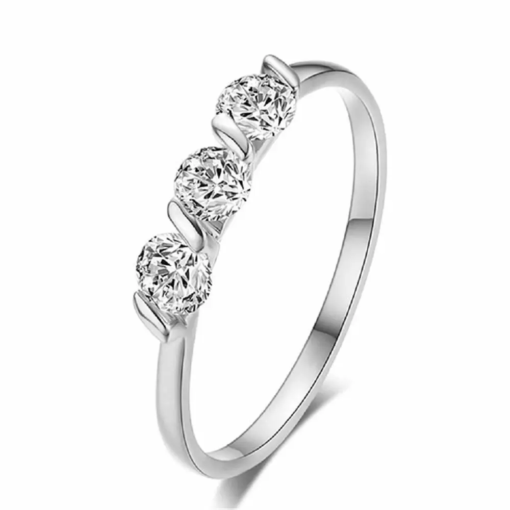 Kristi Tina Wedding Three Zircon плоский горный хрусталь кольцо Кристалл розовое золото цвет