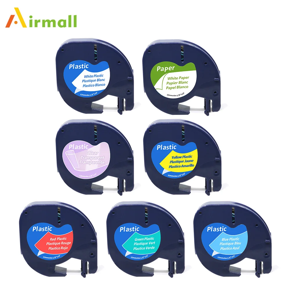 Airmall совместимый с DYMO LetraTag этикетки ленты 91201 91200 6 цветов 12 мм пластик для Letratag