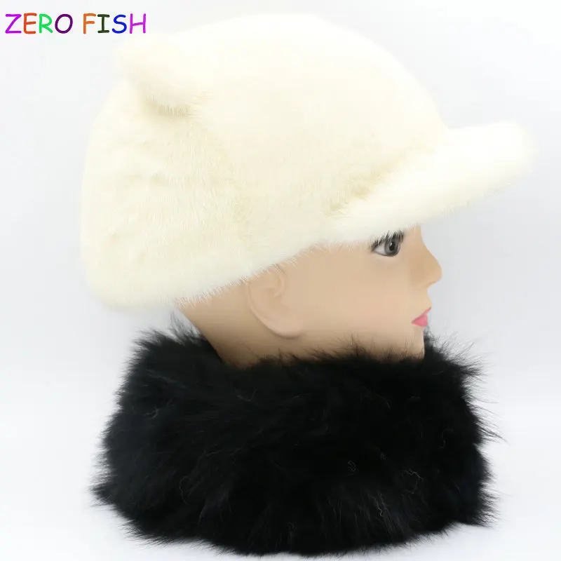 Шапки из цельного меха норки ZERO * FISH 100% настоящие милые шапки для женщин зимние