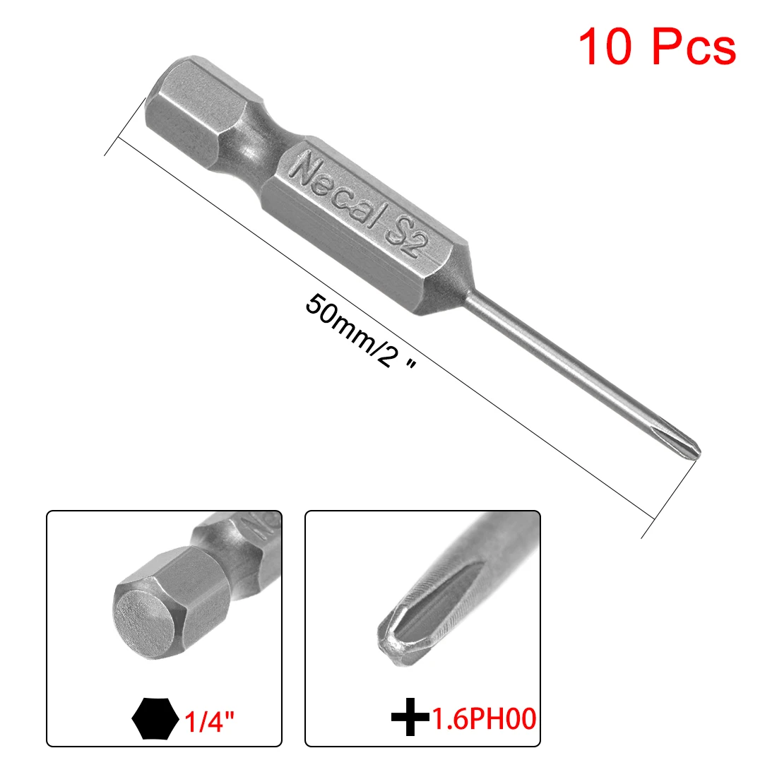 UXCELL 10 шт. 1/" Шестигранным хвостовиком Phillips 1,6/2,5/2/3,5/3 мм PH00 PH0 PH1 Магнитная отвертка S2 насадки для отвертки 50 мм Длина