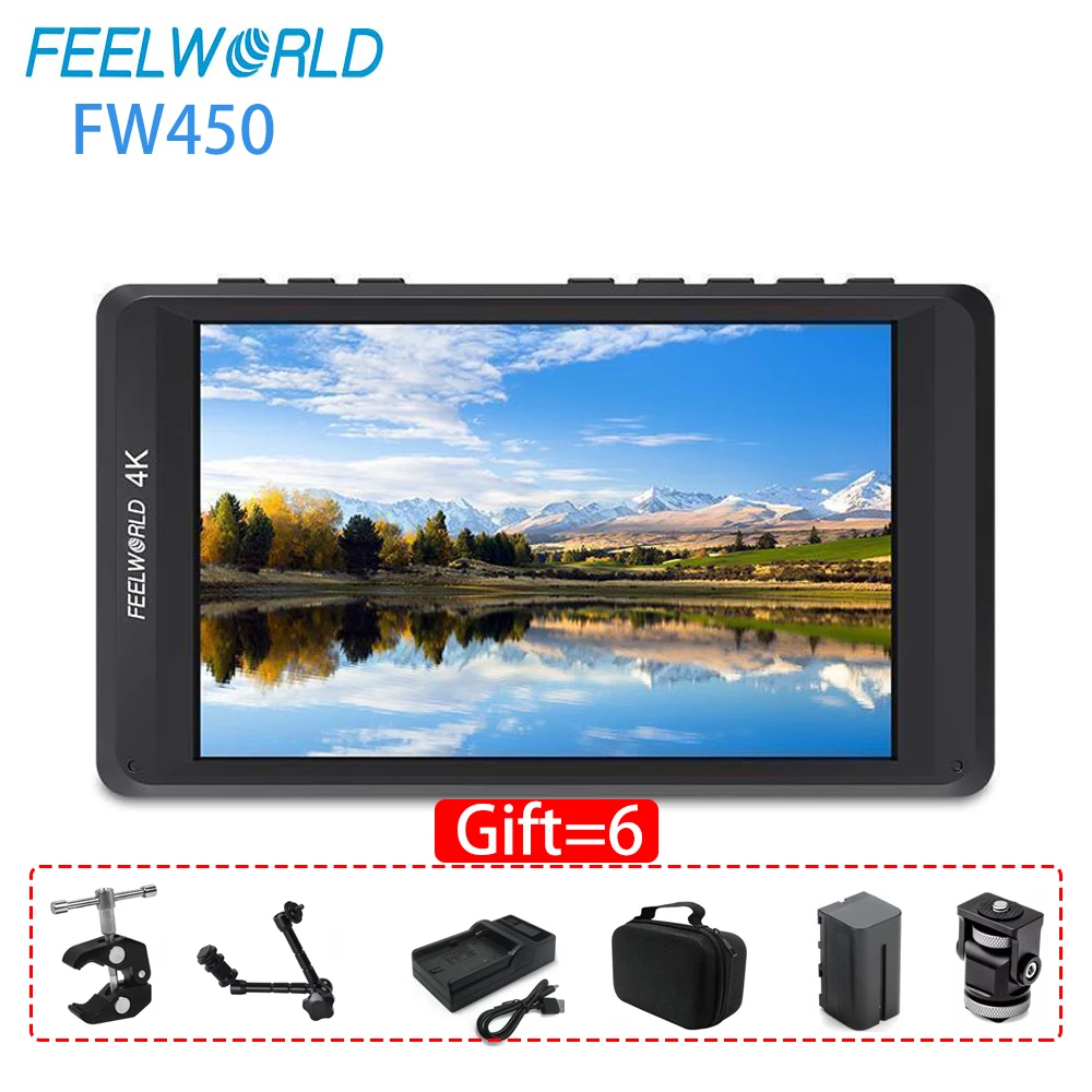 Серебристый Feelworld FW450 4," ips 4K монитор HDMI камера полевой монитор 1280x800 HD портативный ЖК-дисплей для DSLR для Canon Nikon sony Fujifilm - Цвет: Серебристый