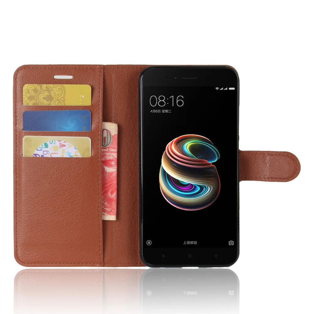 Чехол Mi5X для Xiaomi 5X чехлы бумажники с отделением карт Кожаные книжки узором Личи