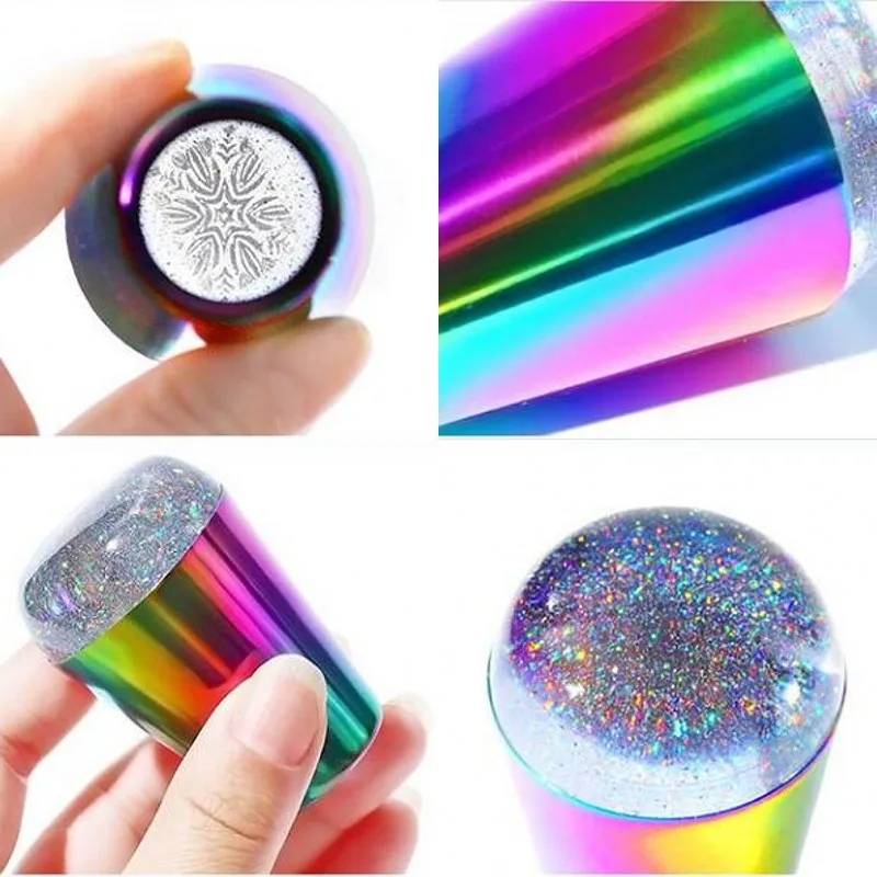 1 шт. металлическая ручка для ногтей стемпер сияющая блестящая головка