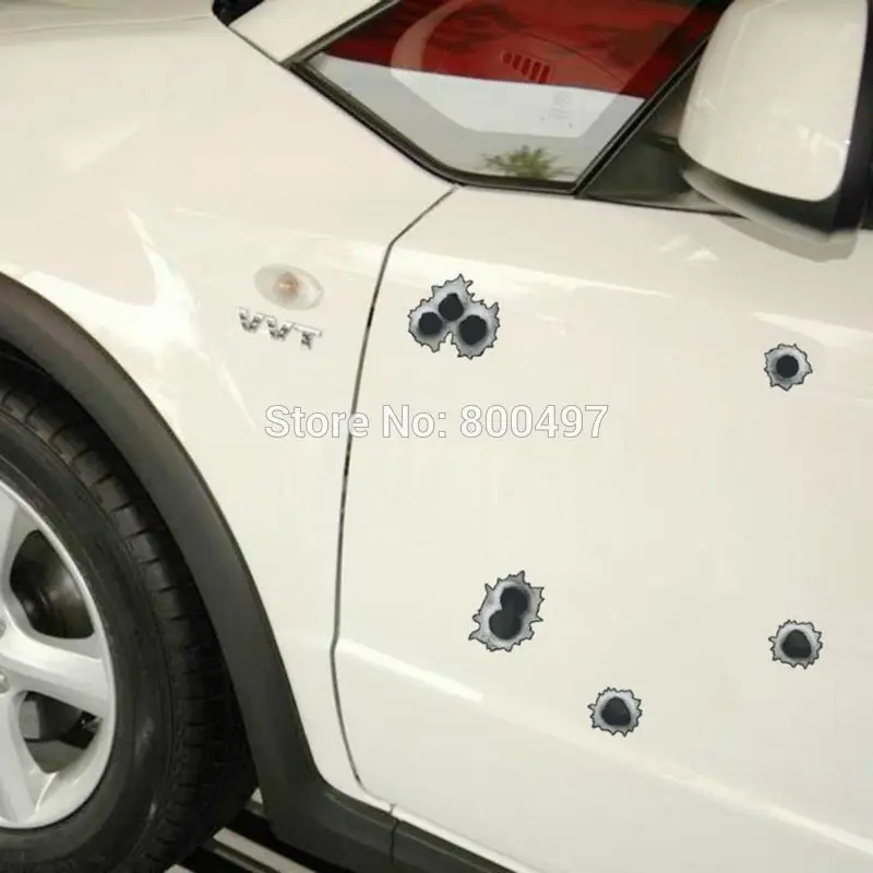 Смешной моделирования пистолет наклейки с пулевым отверстием Автомобильная