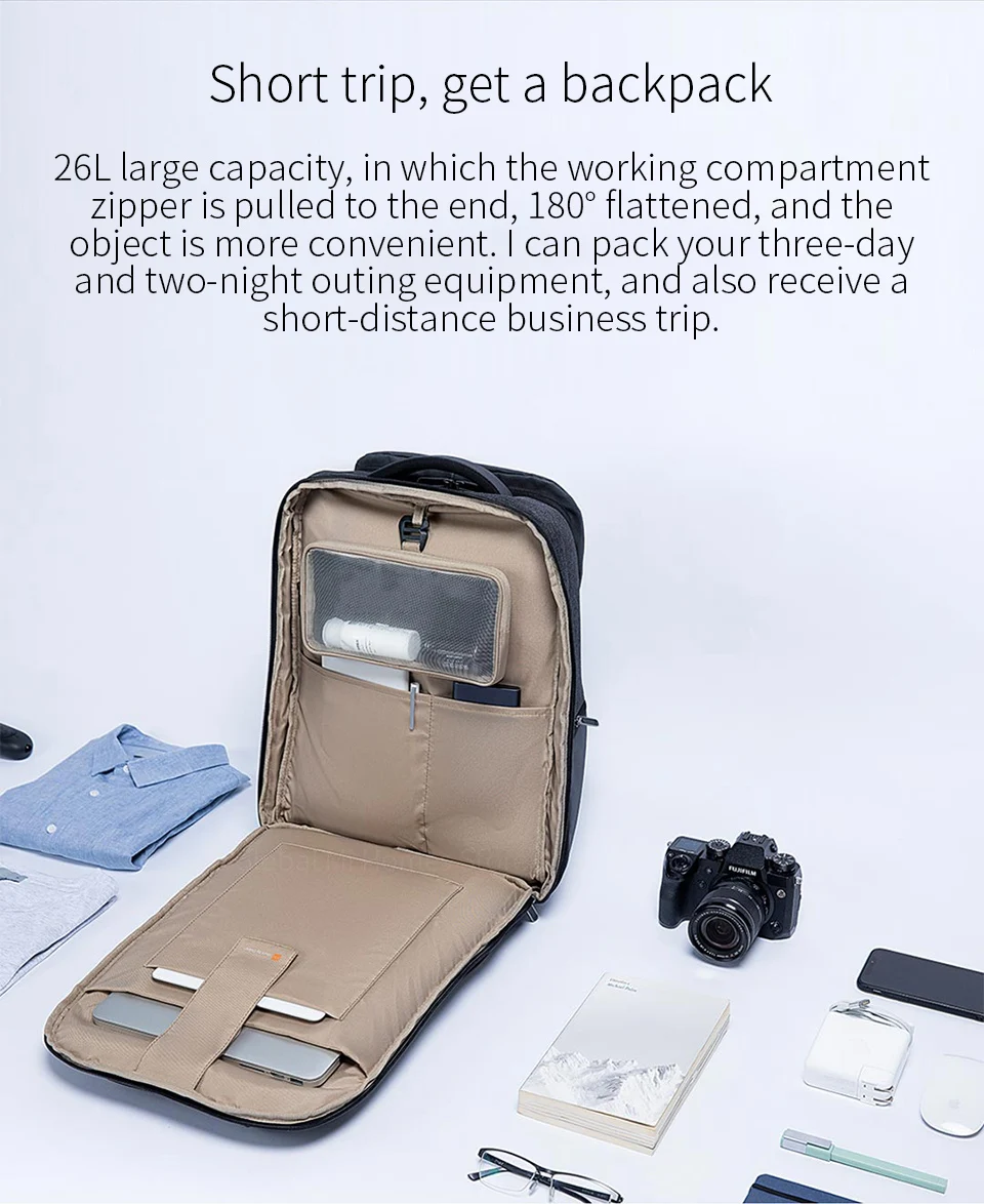 Xiaomi Mijia Double warehouse 26L многофункциональная сумка на плечо для деловых поездок 2 темно-серого цвета