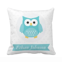 customized baby owl nursery throw pillow cover square polyester cotton cushion cover home decor for sofa baby boy girl