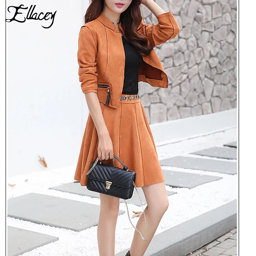 Ellacey Новое поступление Женский комплект из 2 предметов искусственная кожа замша