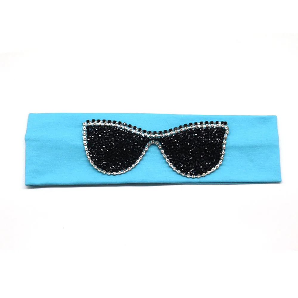 Light Blue Black 5,5 см Девушки Солнцезащитные очки повязки на голову Летняя мода стразы эластичная повязка на голову для девочек Дети хлопок повязки аксессуары для волос - Цвет: Light Blue Black