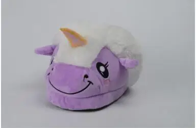 purple MVP/Новинка; тапочки для мальчиков; милые зимние домашние тапочки с рисунком; Chausson Licorne; Белая обувь; женская обувь с единорогом; Цвет Небесно-голубой, розовый - Цвет: purple