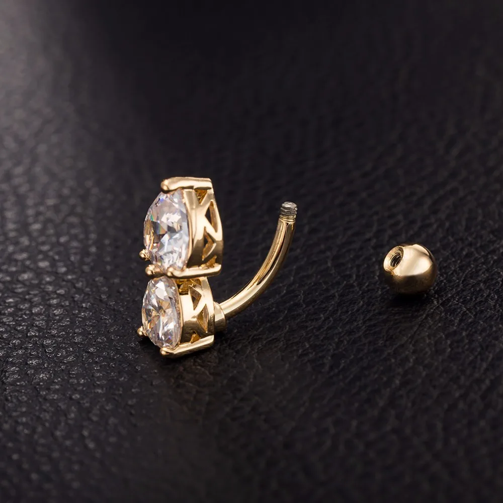 1 ШТ. Пирсинг Ювелирные Изделия Кубического Циркония Кристалл Двойное Сердце