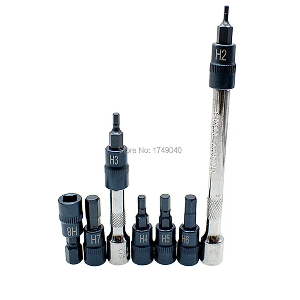 7pc Hex Key Socket Bit Set 1/4&quot Drive Adapter H2-H8 Screwdriver with 2pcs Ratchet Extender Tool | Инструменты