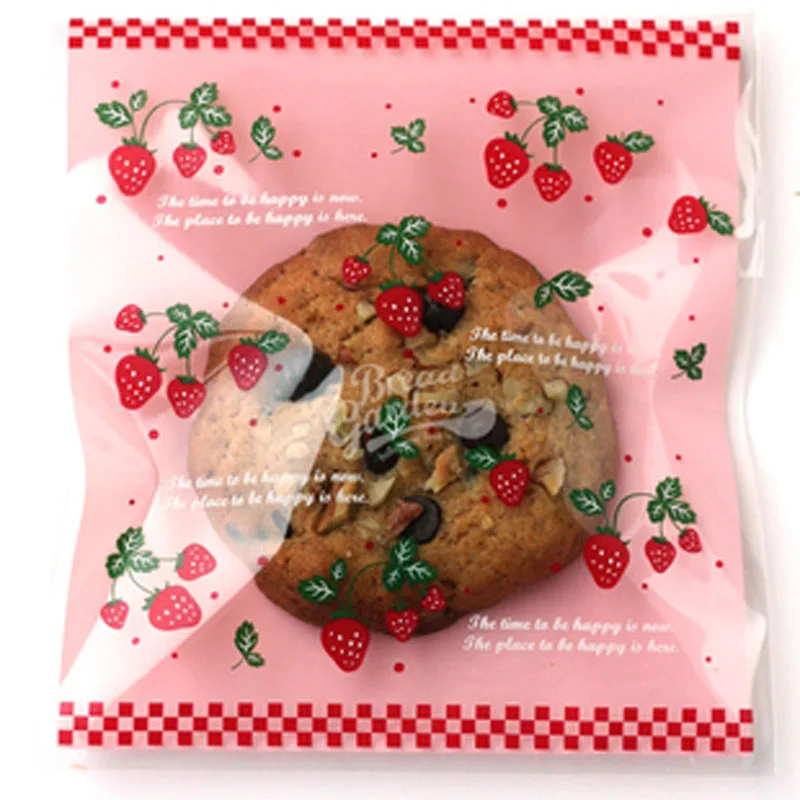 100 шт. классические пакеты для печенья в виде клубники самоклеящиеся Свадебные