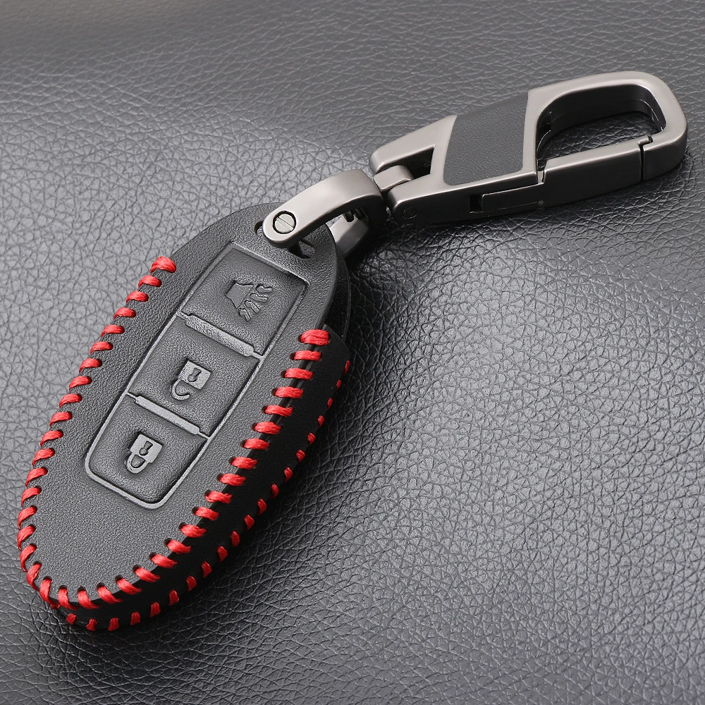 Кожаный чехол для ключей AndyGo Nissan Infiniti EX FX G25 G37 FX35 EX25 EX35 FX37 EX37 Q60 QX50 3 кнопки smart Key |