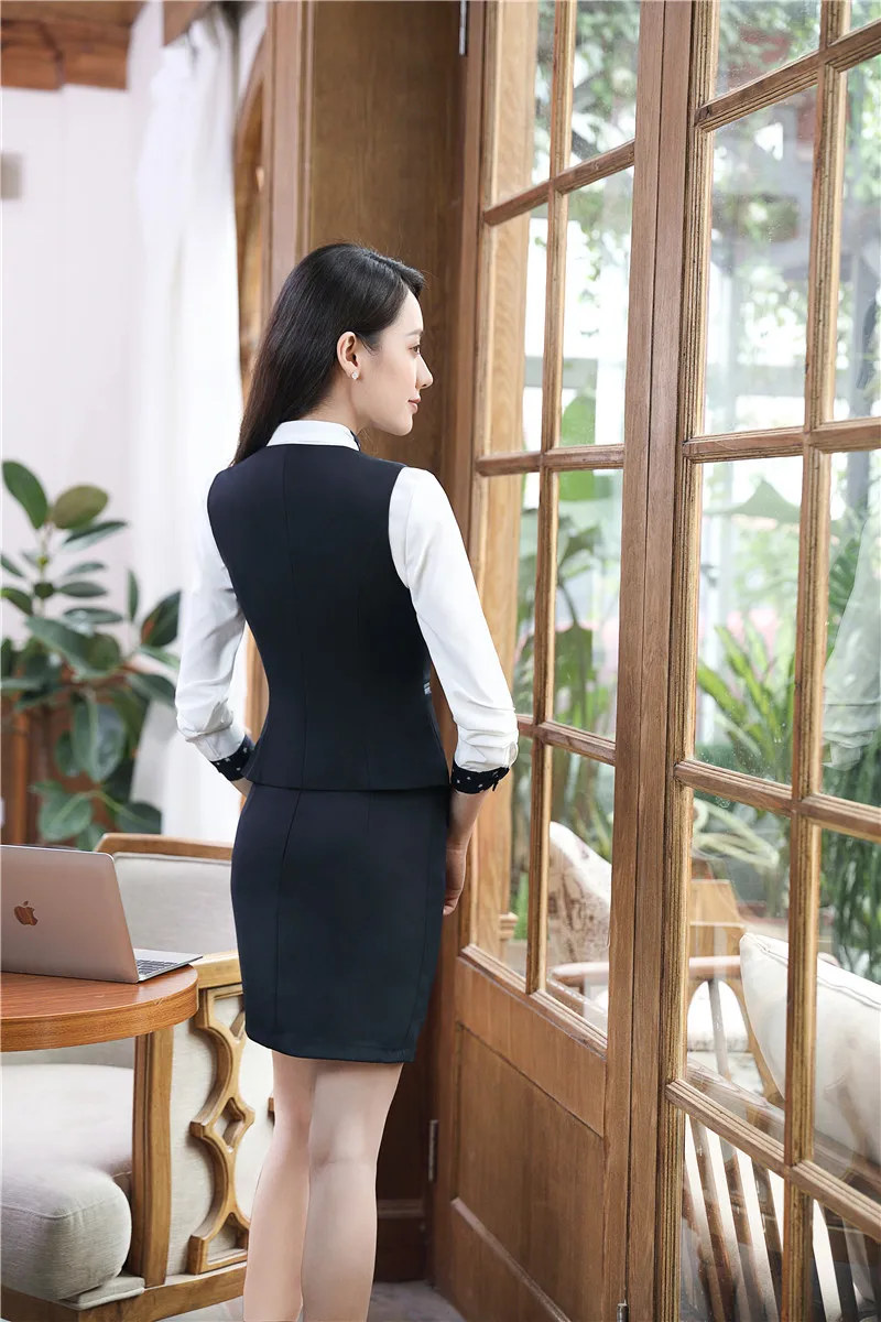 Деловой женский жилет и комплект из 2 предметов с юбкой топом Дамская рабочая