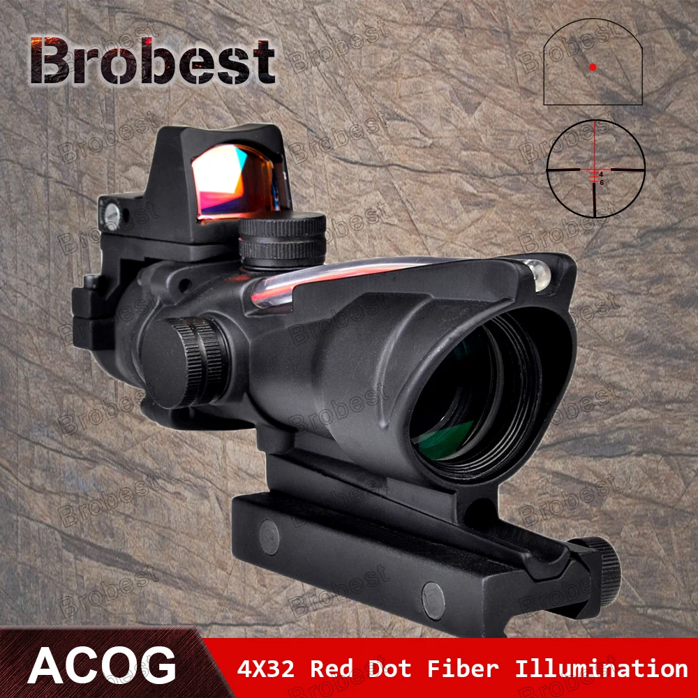 ACOG 4x32 красный оптический оптоволоконный прицел с мини Красный точка зрения