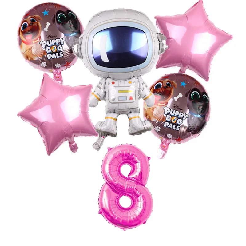 pink 8 6 шт. космический корабль Звездные войны воздушные шары набор BB-8 робот фольги воздушный шар щенок собаки Pals детский 32 дюймов номер День рождения украшения - Цвет: pink 8