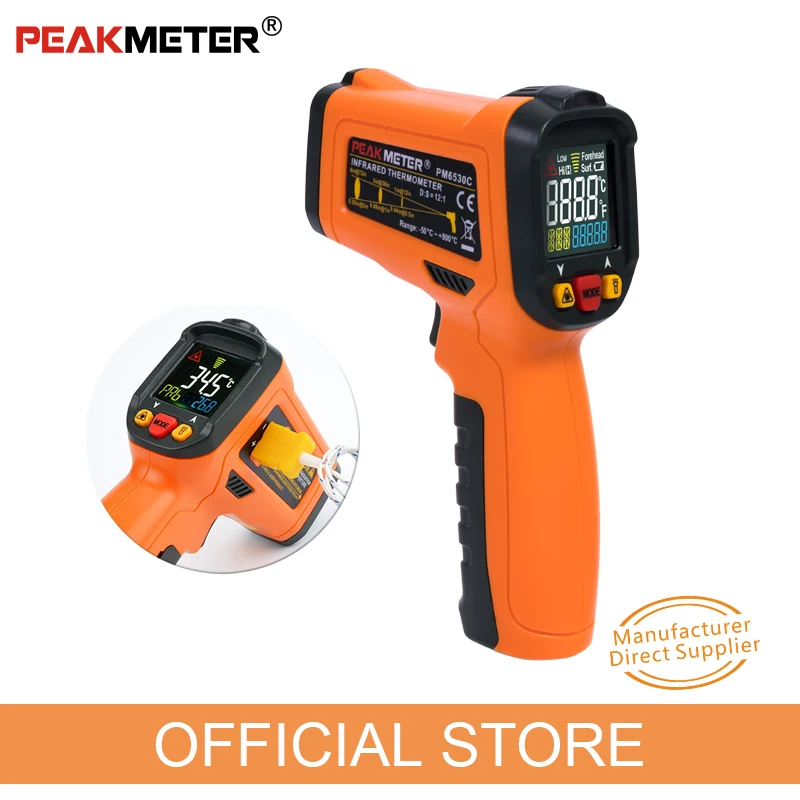 PEAKMETER PM6530C ручной лазерный инфракрасный термометр с ЖК дисплеем температура 50 ~ 800