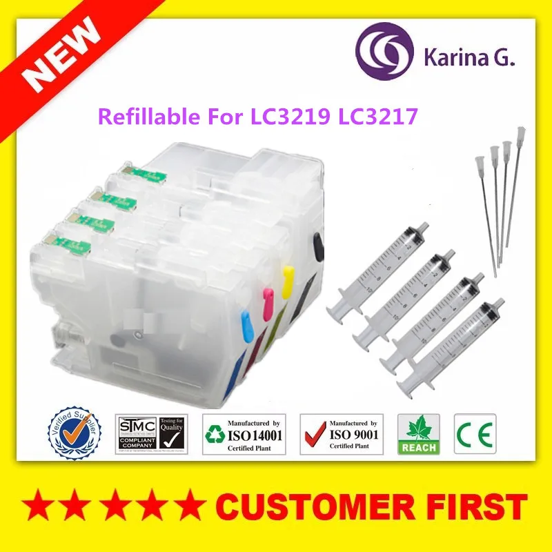 1Set Empty Cartridge Многоразового использования для Brother LC3219 LC3217 для Brother MFC-J5330DW MFC-J5335DW MFC-J5730DW MFC-J5930DW MFC-J6530DW и т. д - Цвет: 1Set Empty Cartridge