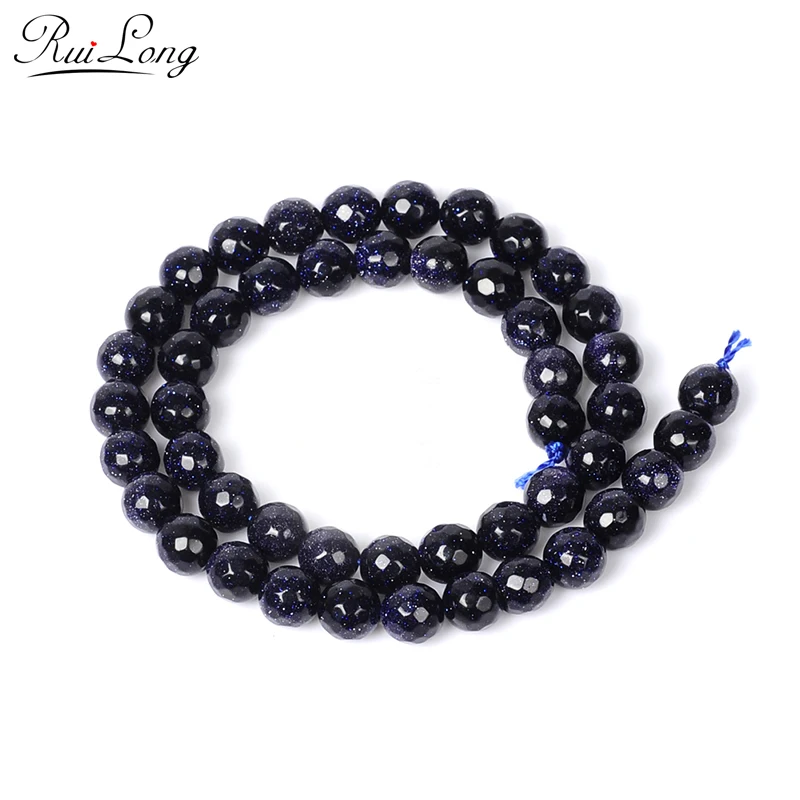 

High Quality Natural Faceted Blue Sandstone Round Loose Stone Ball Beads 15" Strand 4 6 8 10 12mm Diy Jewelry Making Bracelet