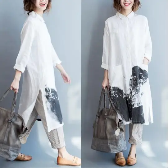Большие размеры Женская винтажная одежда 2019 Boho осень женская с длинными рукавами