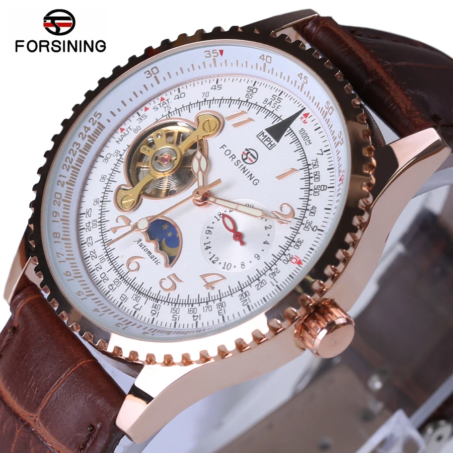 Часы наручные Forsining мужские с турбийоном брендовые Роскошные автоматические