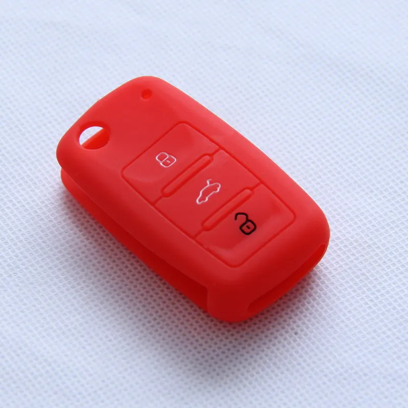 Красный Чехол для ключей автомобиля VW POLO Golf 4 5 6 Passat B5 B6 Touran Bora Caddy Tiguan Jetta T5 Touareg Beetle Volkswagen Seat Skoda - Цвет: Красный