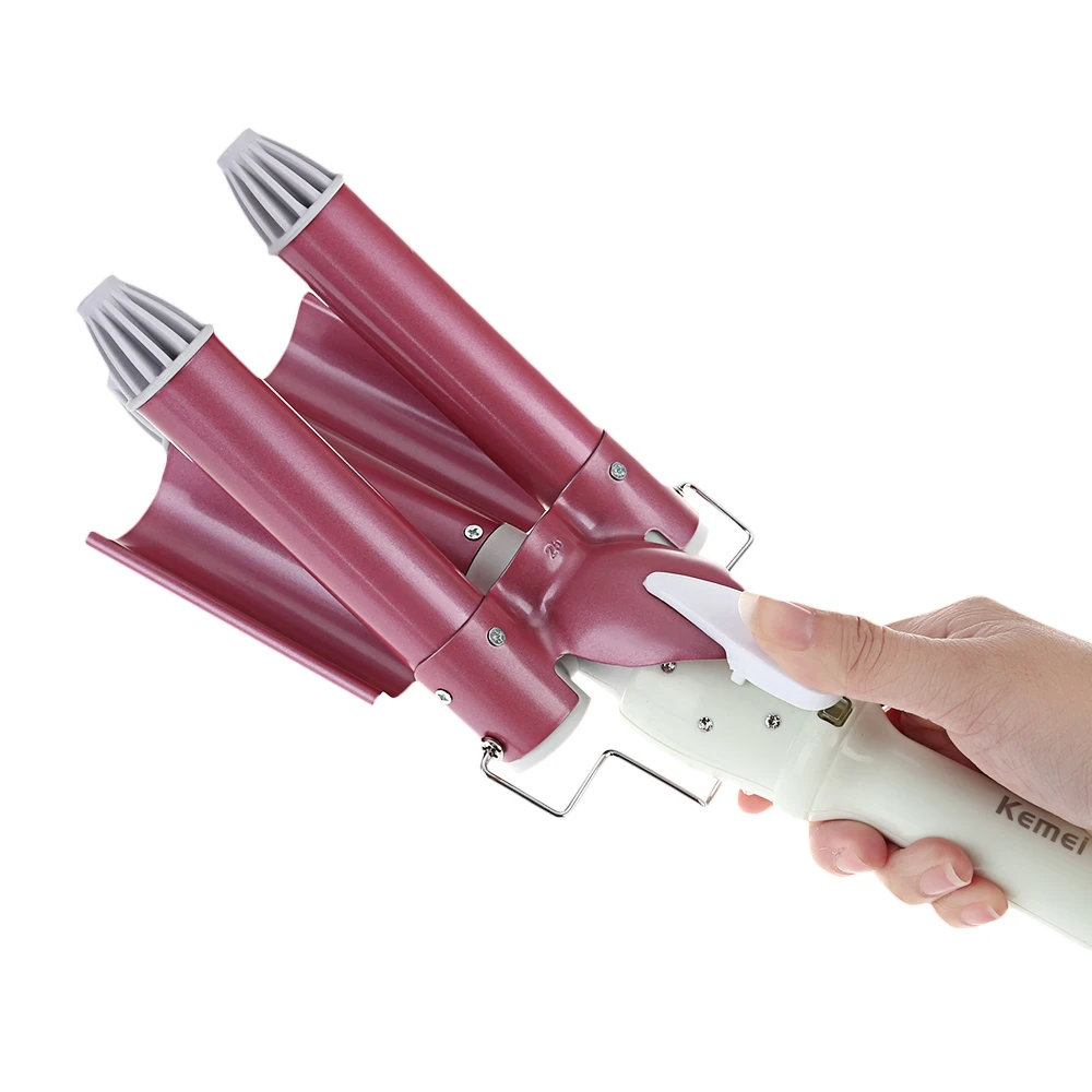 Kemei 2017 Лидер продаж щипцы для завивки волос тройная Плойка керамические