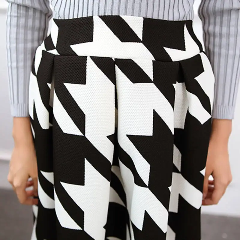 2016 Осенние Юбки Женщин Старинные Цветочный Принт Высокая Талия Бальное платье