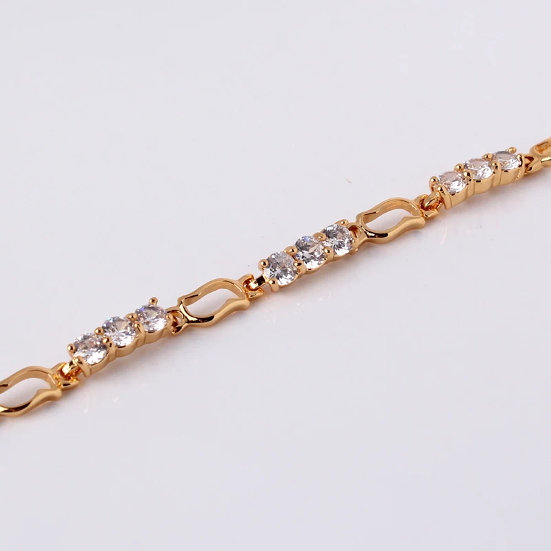 Женский браслет будонг 18 см серебристый/золотой с белым кристаллом