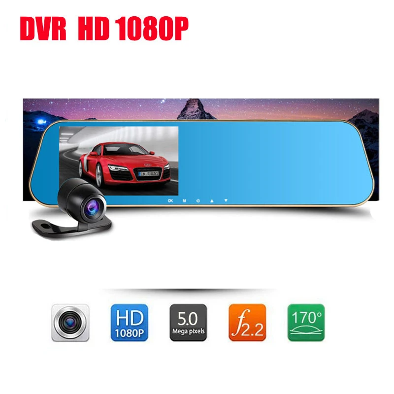 Зеркало заднего вида с ЖК дисплеем 1080P HD 4 3 дюйма автомобильная камера