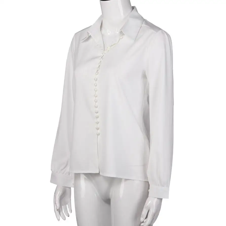 Блузка женская шифоновая с длинным рукавом лацканами A2230|chiffon blouse|long sleeve chiffon