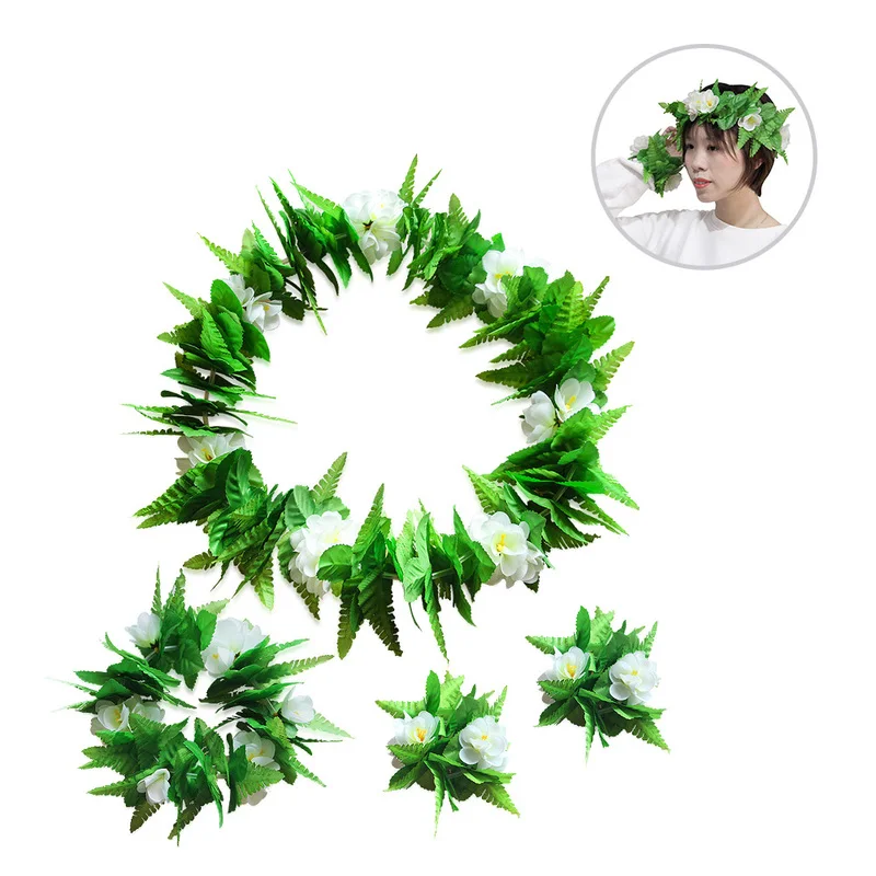 4 шт. имитация листьев цветочная гирлянда гавайский цветок ожерелье браслеты