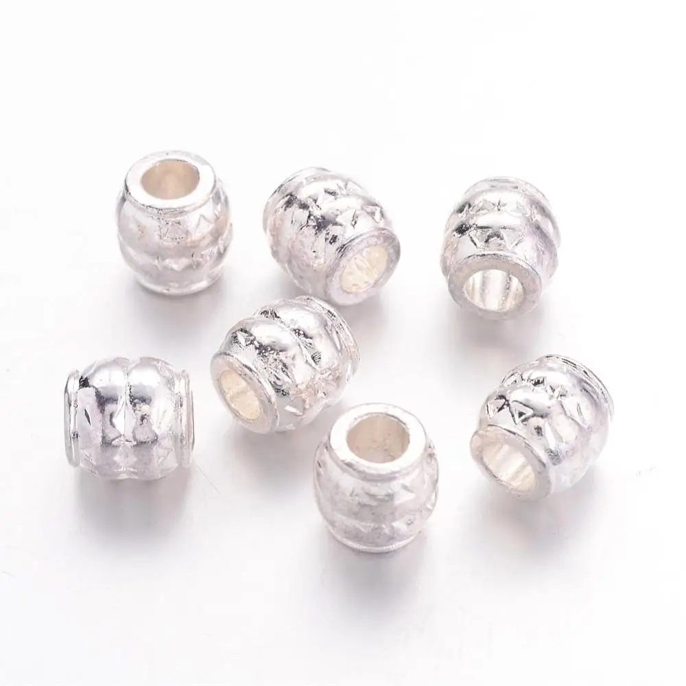 Большие европейские бусины в тибетском стиле серебристые без свинца и кадмия 8x8