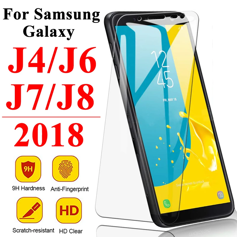 Защитное стекло для Samsung J6 2018 Galaxy J4 закаленное защитное экрана Samsun J7 J8 Galax J 6 4 7