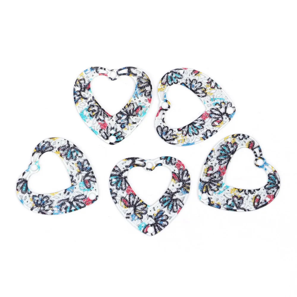 DoreenBeads 10 шт. металлический сплав живопись полые цветы разноцветные филигранные