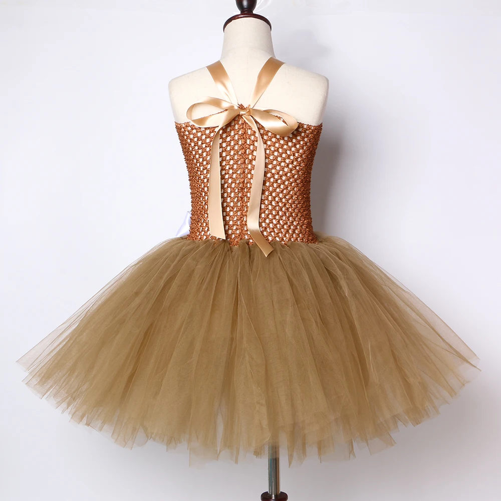 Gingerbread Man Girls Tutu Dress Brown Bow-knot Kids Christmas Party Dresses Tulle Children Carnival Halloween Costume | Детская одежда
