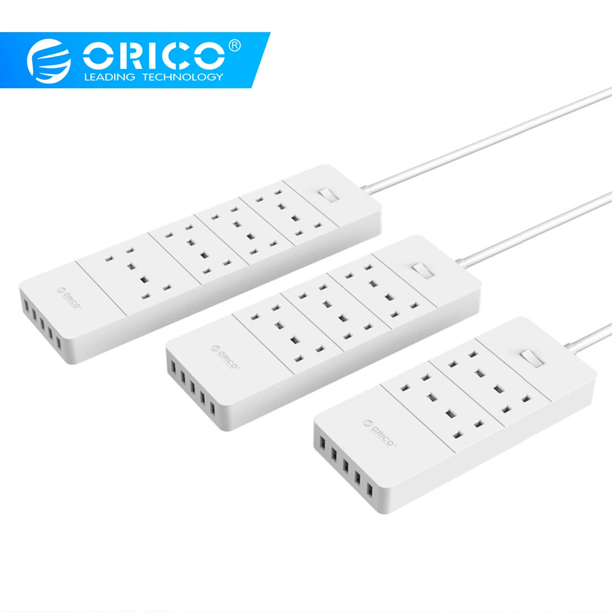 ORICO USB лента питания штепсельная вилка Великобритании 4 6 8 AC Розетка 5 порт