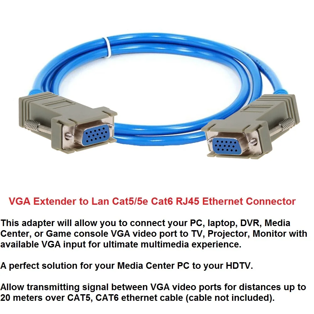RJ45 к VGA удлинитель адаптер Женский LAN CAT5 CAT6 сетевой Ethernet кабель женский для HDTV